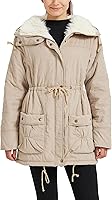 MEWOW Women's Mid-Length Winter Jacket: Thick Faux Lamb Wool Lined Coat for Cozy Everyday Warmth