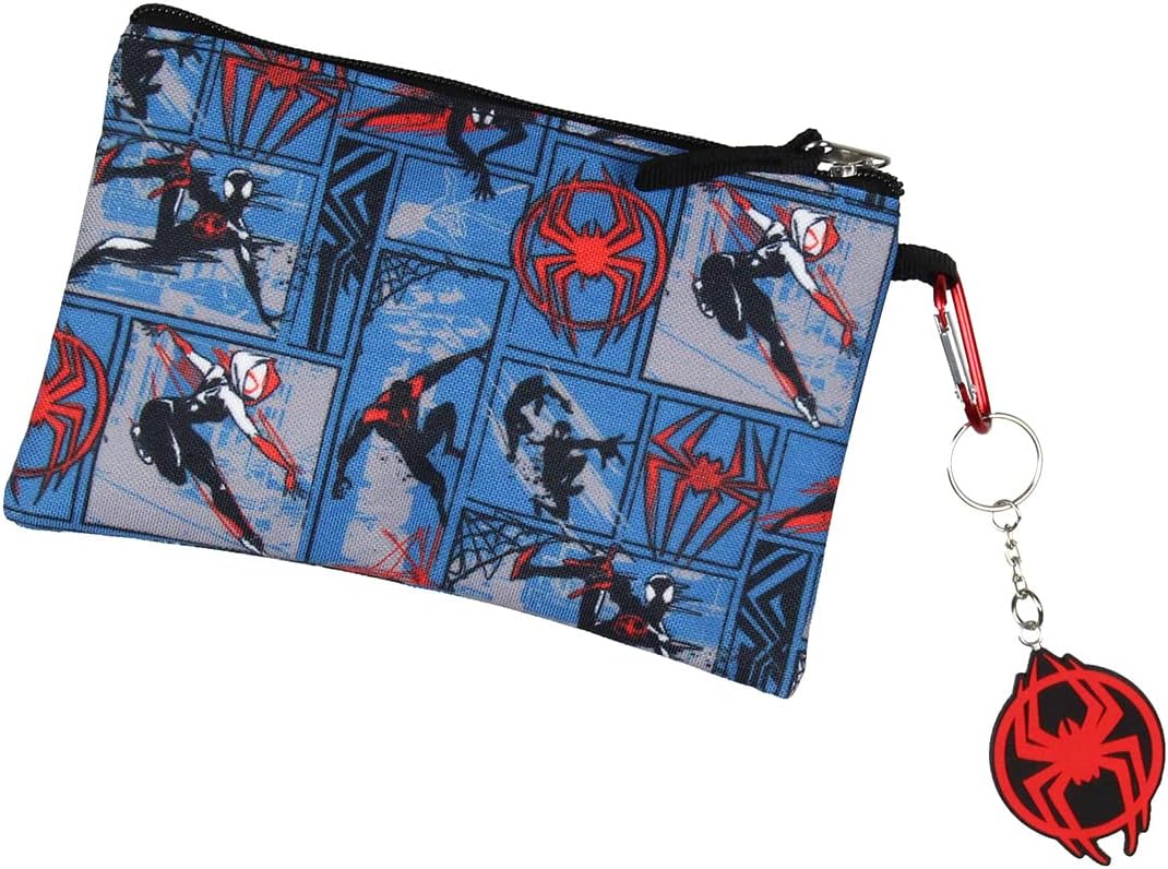 Bioworld Spiderman Backpack Miles Morales Lunch Box Key Chain Pencil Case Carabiner 5 pc Set