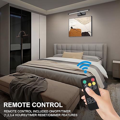 Miniatura 6 de Luz LED moderna regulable de 15.75 pulgadas, pantalla de luz de imagen negra que puede girar hacia arriba o hacia abajo 270 grados, pantalla de 3