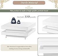 Vista 3 de Mesa de centro LED blanca moderna para sala de estar, mesa de té minimalista de alto brillo con luces LED de 16 colores enchufables, color blanco