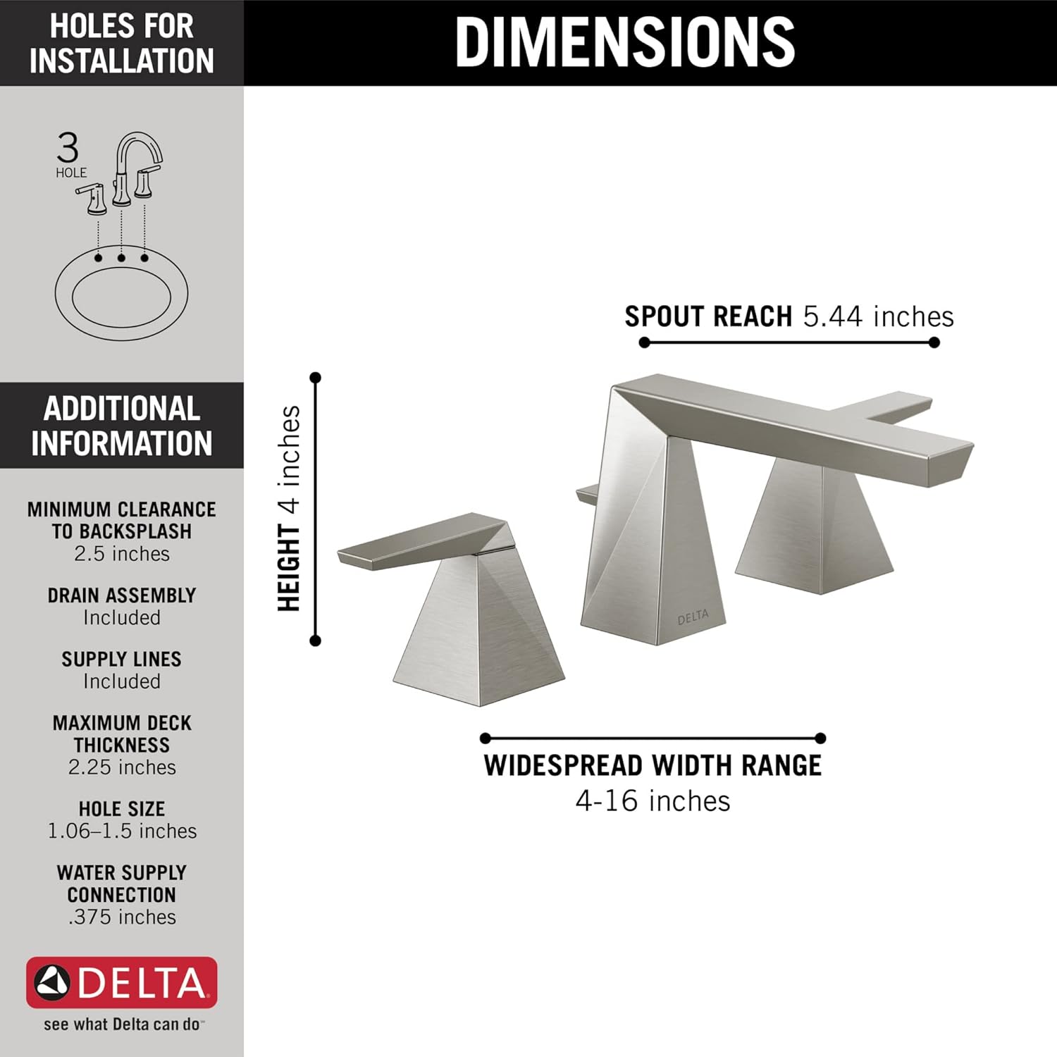 Delta Faucet 35543-SS-PR-MPU-DST Trillian Bathroom Faucet, Lumicoat Stainless