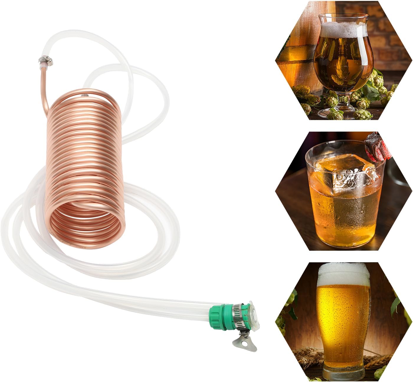 Immersion Wort Chiller For Homebrew Food-grade Red Copper & Silicone Tube