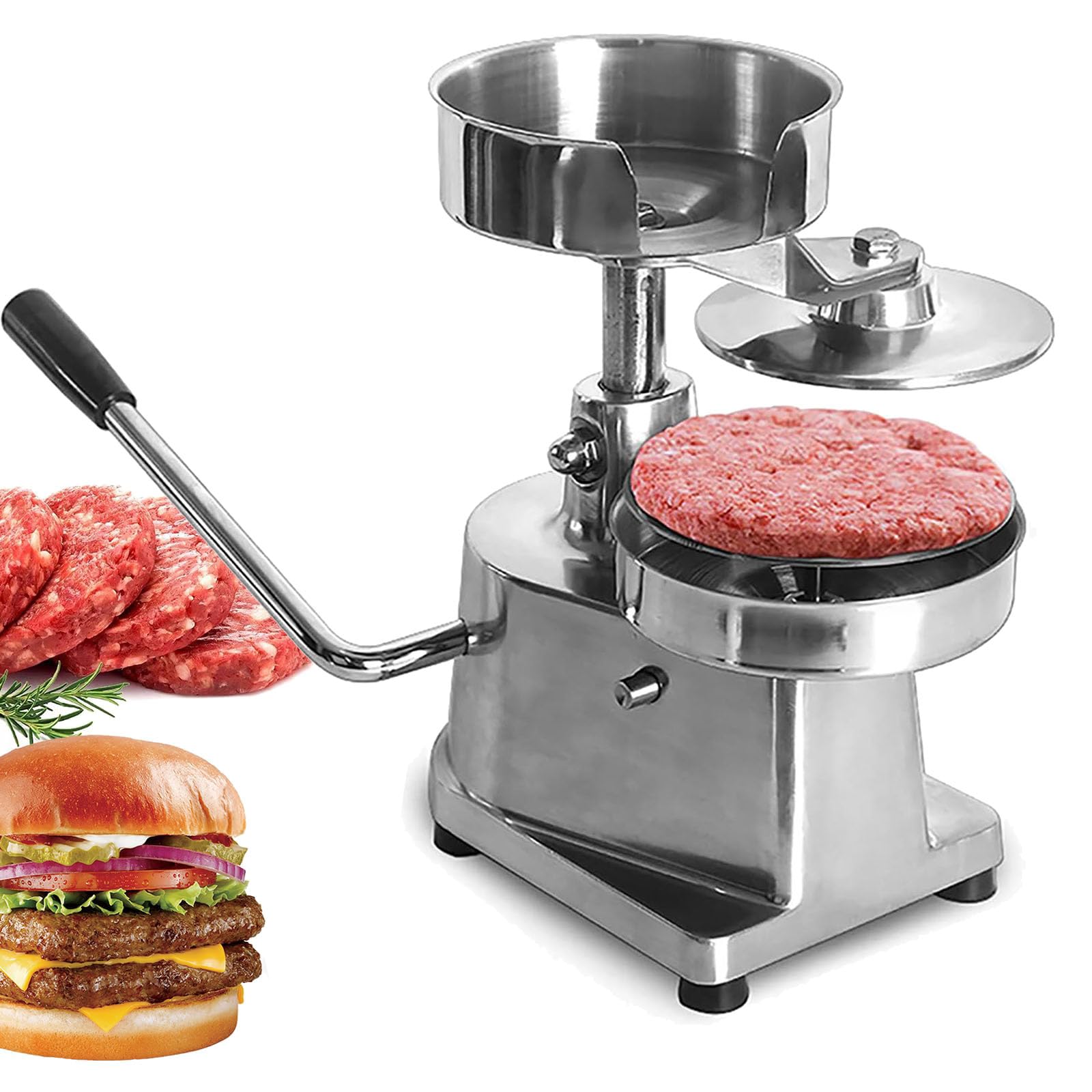 Eoweiot Commercial Burger Patty Maker, Stainless Steel Heavy Duty Hamburger Press Commercial Hamburger Press Patty Maker Machine (13cm)