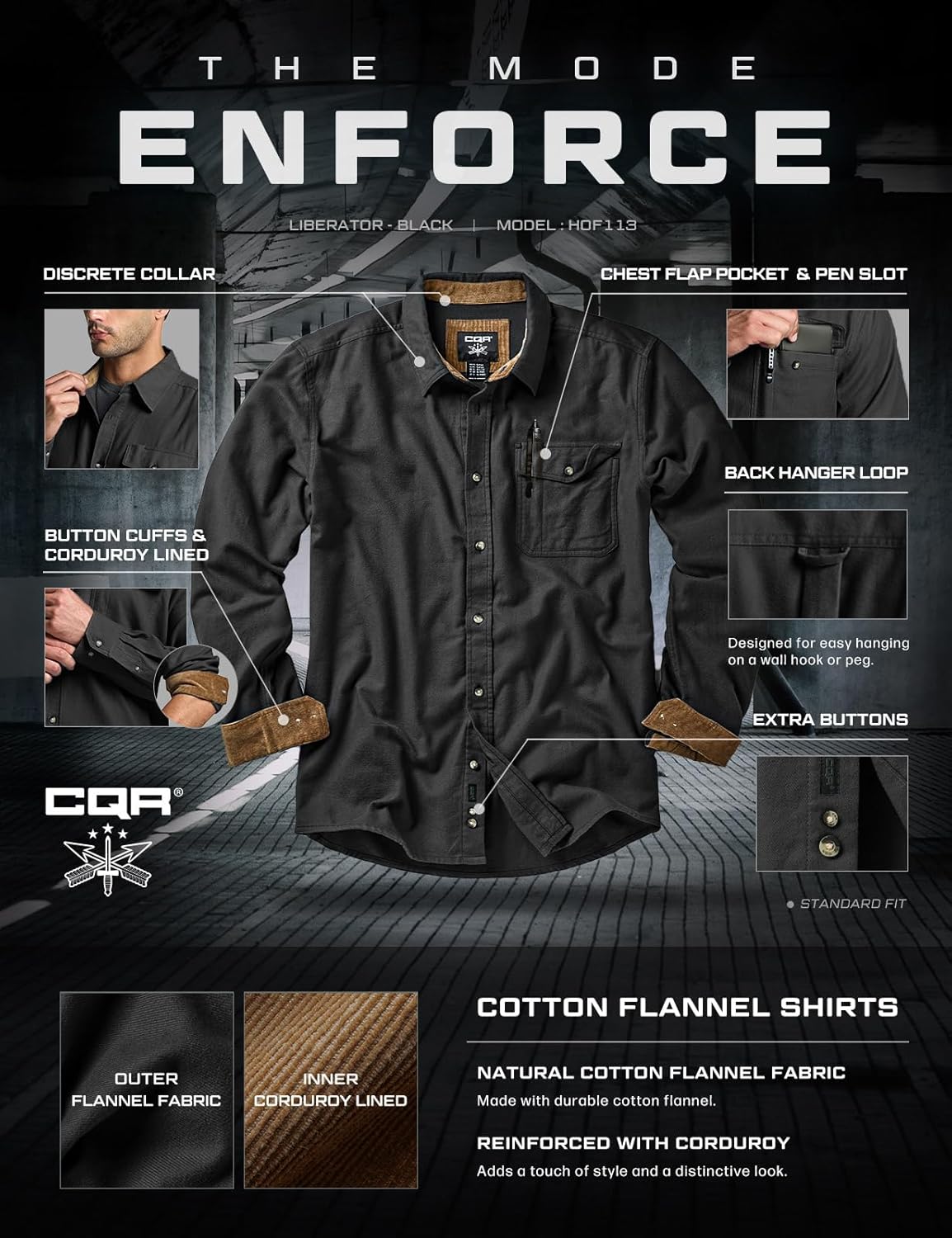 CQR Men's 100% All Cotton Button Down Flannel Shirts, Long Sleeve Brushed Warm Soft Casual Outdoor Plaid Shirt - Image 6