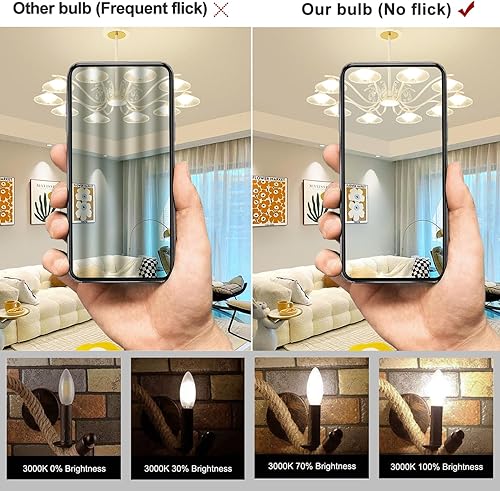 Miniatura 5 de CRLight Bombilla LED para candelabro, equivalente a 25 W, 250 lúmenes, 3000 K, blanco suave, 2 W, bombillas LED E12 Vintage Edison B10 de vidrio