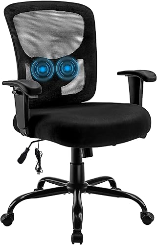 Bigroof Silla de oficina en casa, silla de escritorio ergonómica de malla de 400 libras con brazos de apoyo lumbar ajustables, respaldo alto,