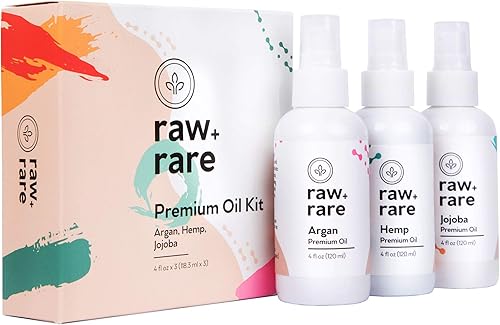 Kit de aceite premium de argán, semillas de cáñamo y aceites de jojoba multiusos para cabello, piel y masajes, 4 onzas cada botella 100% puro y