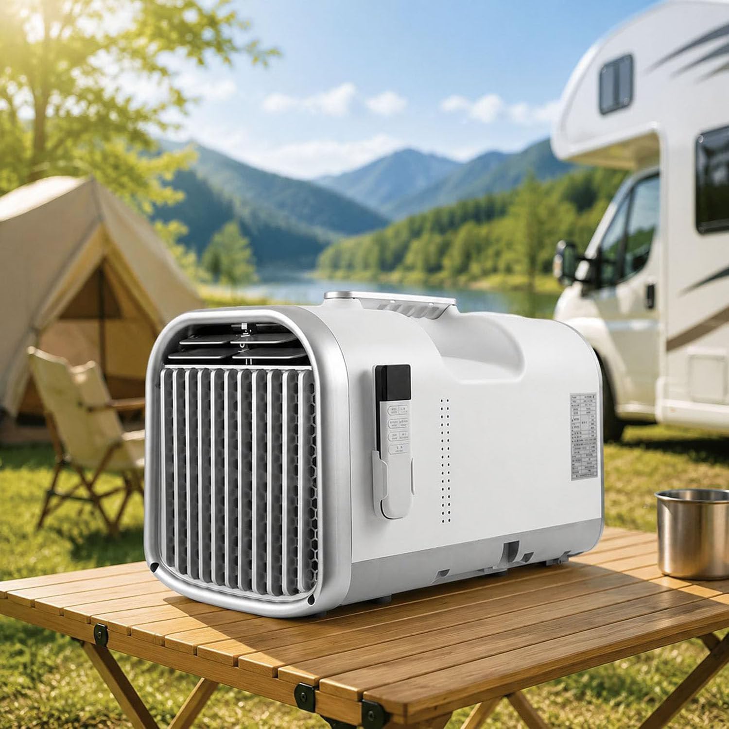 GEJLELDS Air Conditioner for Caravans, Outdoor Camping Mini Air Conditioner Portable Electric Tent, 4 Modes: Cooling/Ventilating/Dehumidifying/Sleeping, For Camping, Motorhomes V1