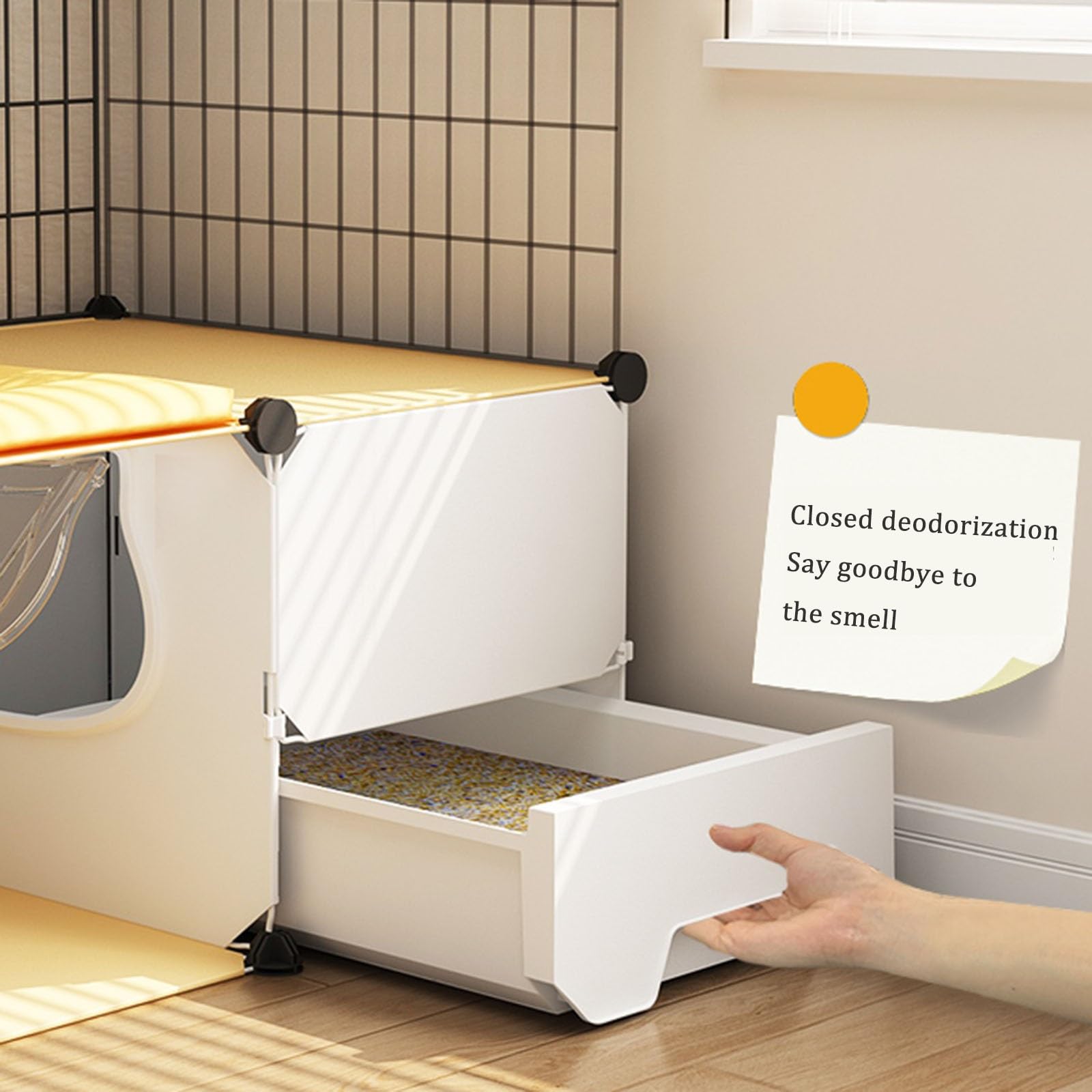Jaula para Gatos, Jaula Grande para Gatos de Interior con Caja de Arena, recintos para Gatos de 3 Niveles, Corral Grande de Alambre de Metal Desmontable para Conejos y Cachorros, Uso en Inte