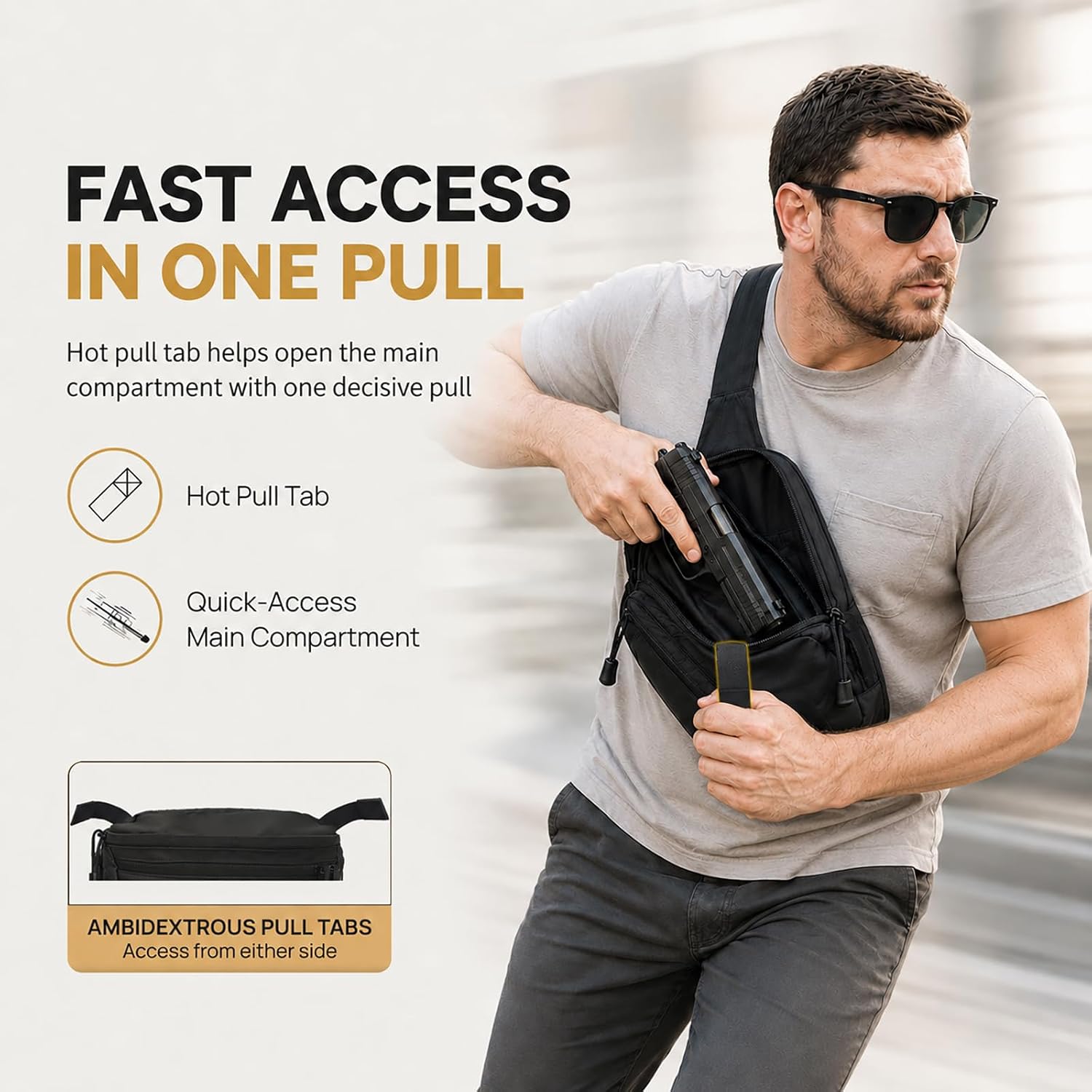 Concealed Carry Fanny Pack for Men, Low-Profile CCW Fanny Pack, Black | Customizable Interior Layout, Quick-Access Rear Compartment, 3-Pocket Everyday Organization, 3-Piece Hook-Backed Kit