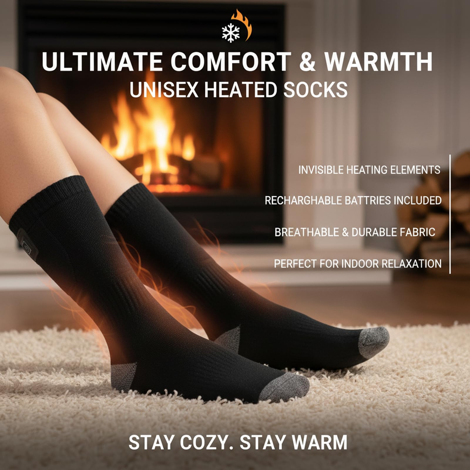 Calcetines calentados con temperatura ajustable, calcetines calefactables para hombre y mujer, 3 niveles de calor y batería de 4000 mAh, lavable a máquina, para exterior, senderismo, esquí, camping