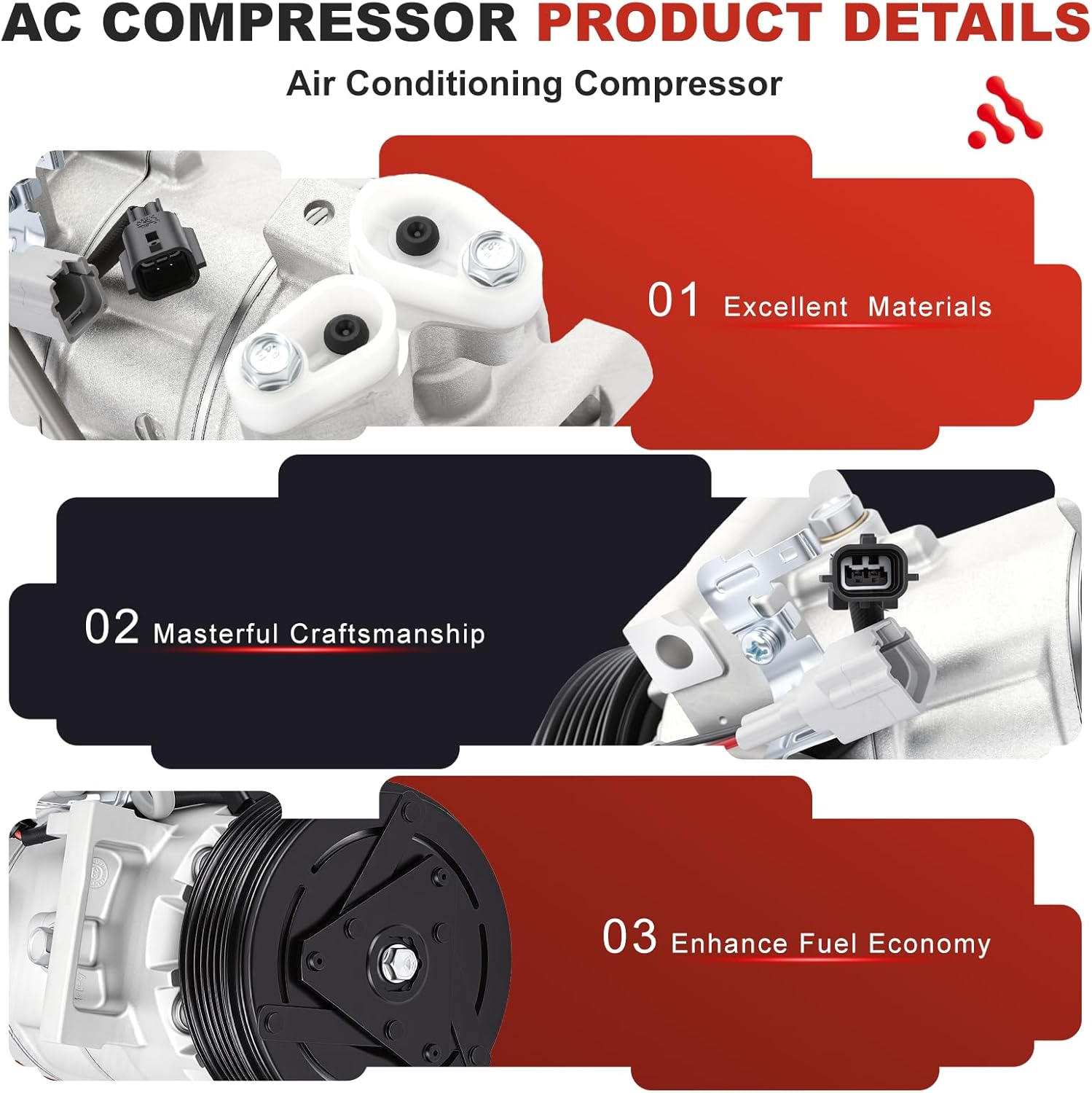AC Compressor for Nissan Sentra l4 1.8L 2013-2019|OE Replaces 92600-3SH0A,92600-3SH1A/B/C, 92600-4FU1A | Air Conditioning A/C Compressor & Component Kit| Restores Powerful Cooling