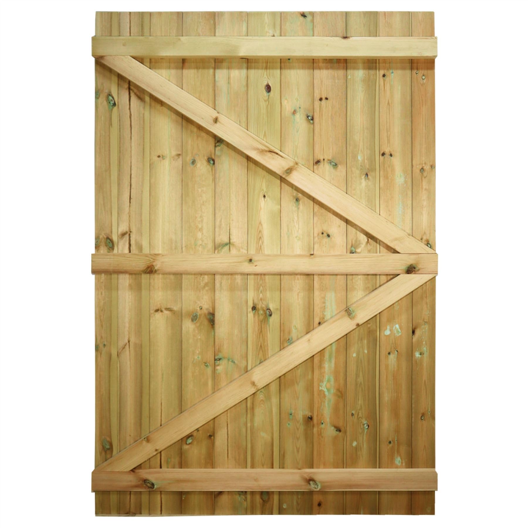 Made to Measure 7ft Wooden Garden Gate, Custom T&G Semi-Braced Flat Top Treated Timber Door for Outdoor Pathway Home Access, MAX 210cm High x MAX 120cm Wide