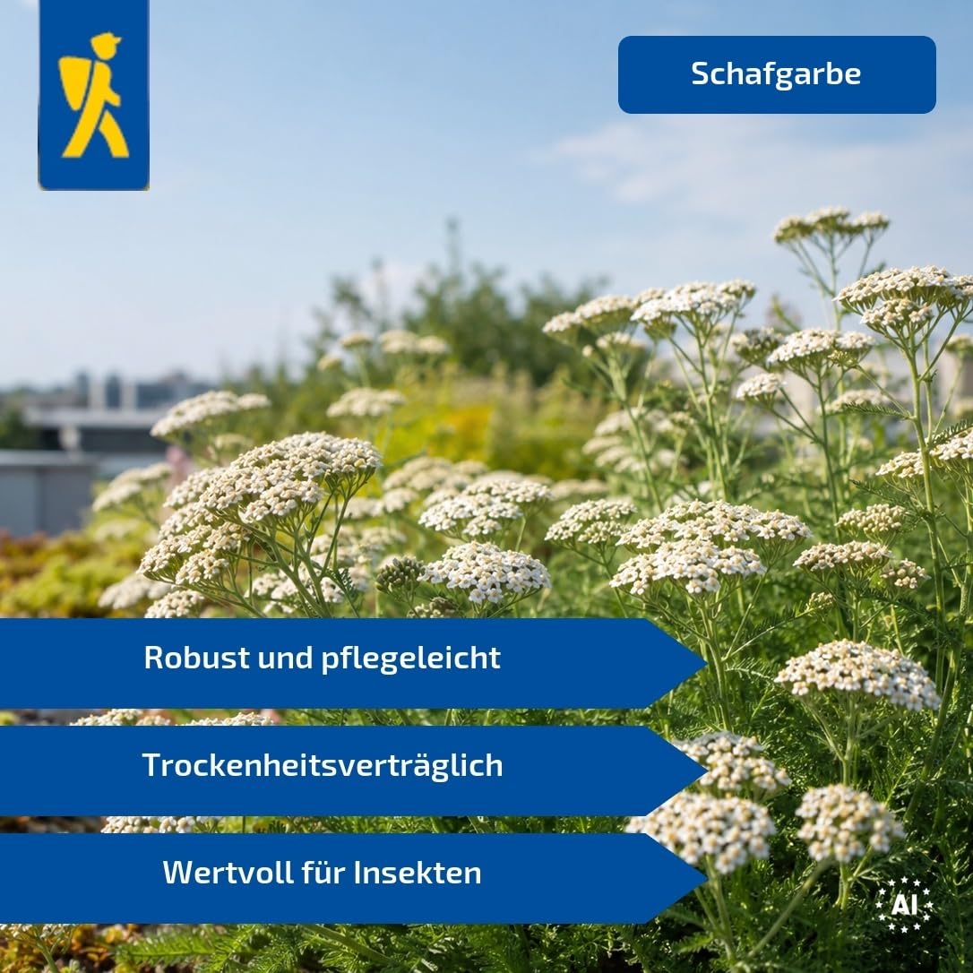 Kiepenkerl Dachbegrünung Kräutermix 801912 - Trockenheitsverträgliche Grasarten und Pflegeleichte Kräuter - Grassamen, Saatgut, Mehrjährig