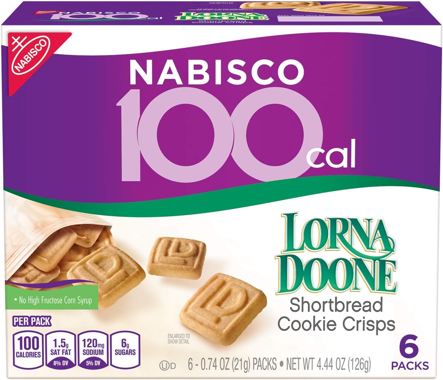 Nabisco 100 Cal Lorna Doone Shortbread Cookie Crisps, 6 Count Box, 4.44 Ounce
