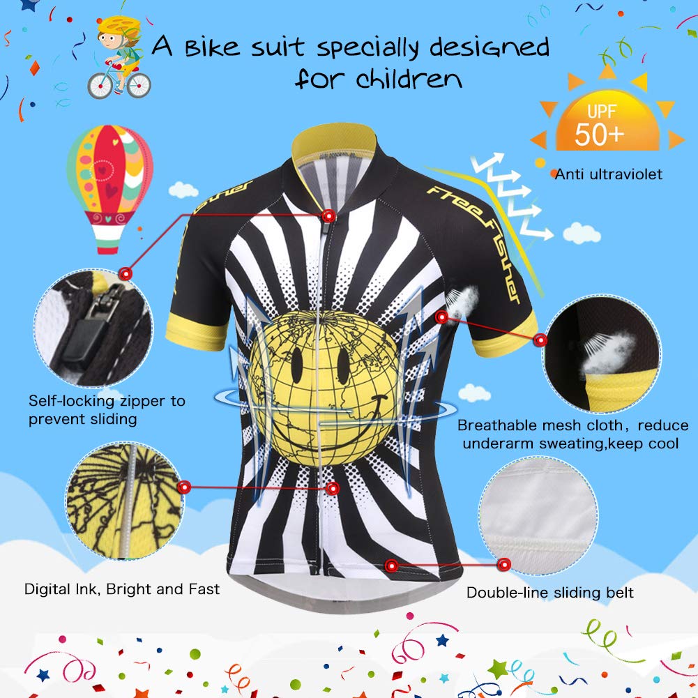 Unisex-Niño Niño Niña 2 Piezas Camisetas de Ciclismo Manga Corta con Pantalones Cortos Traje de Ciclismo con Pantalones Cortos