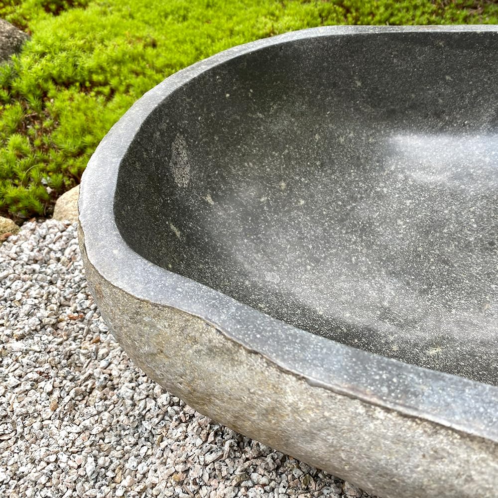 Amazon.co.jp: 水鉢 石 つくばい 手水鉢 和風 庭 庭園 蹲 坪庭 和