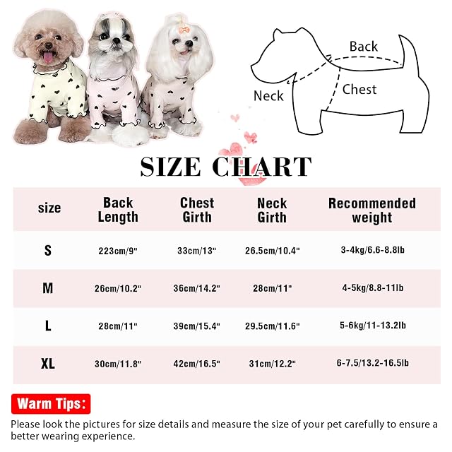 Foto 3 de 6 de Yaopelky Ropa para Mascotas para Perros pequeños y Gatos, Camisa con Estampado de corazón para Verano, otoño