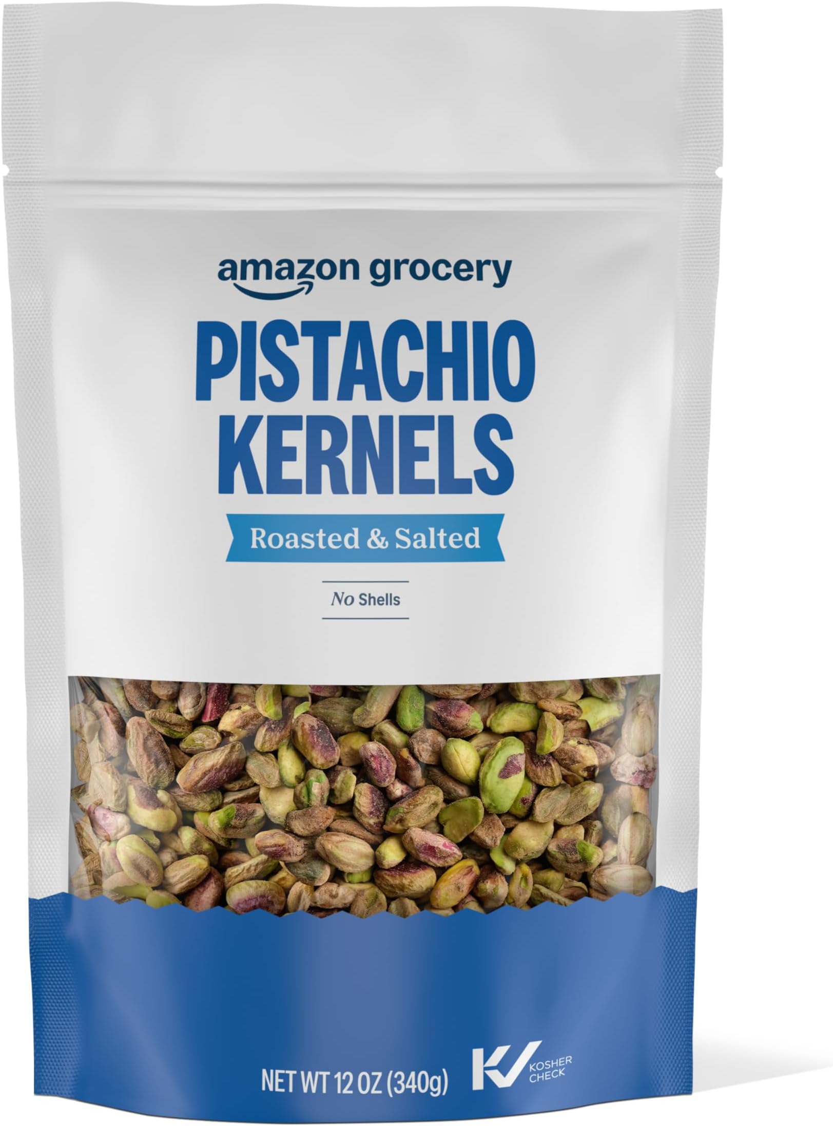 Amazon Fresh - Pistachios, Dry Roasted with Sea Salt, No Shells, 12 oz