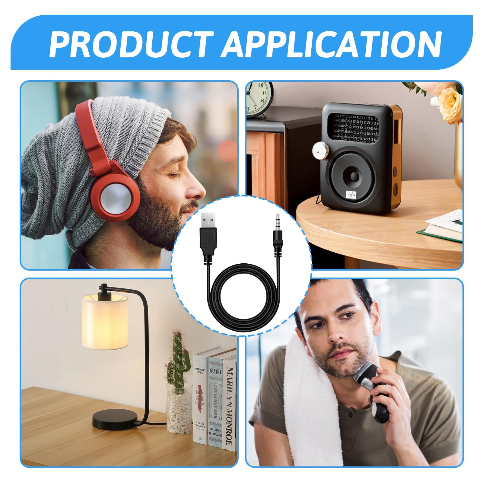 Times Mark Cavo Adattatore Da 3,5 Mm Jack A USB 2.0 Maschio - 1 Metro - Per Ricarica Di Altoparlanti, Cuffie, Autoradio - Solo Alimentazione