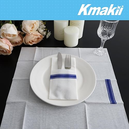 Miniatura 9 de KMAKII Paquete de 100 servilletas de papel con bolsillo integrado para cubiertos desechables para fiestas, bodas, eventos, tacto de lino, 16 x 16