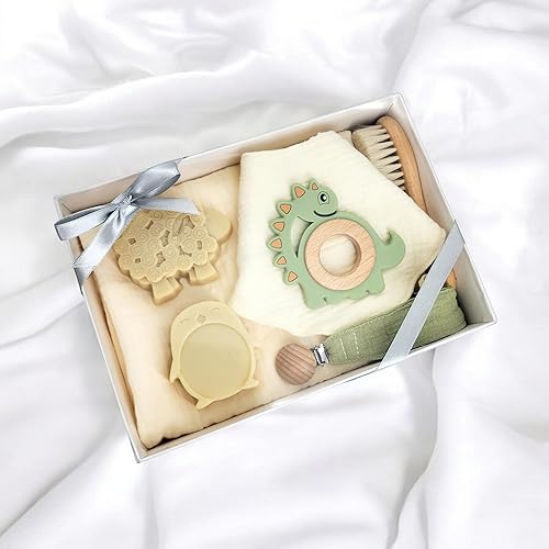 Miniatura 2 de Baby's First Touch 7pc Bath Gift Set Natural Olive Oil Soap, Muslin Blanket, BPA and Phthalate Free dinosaur
