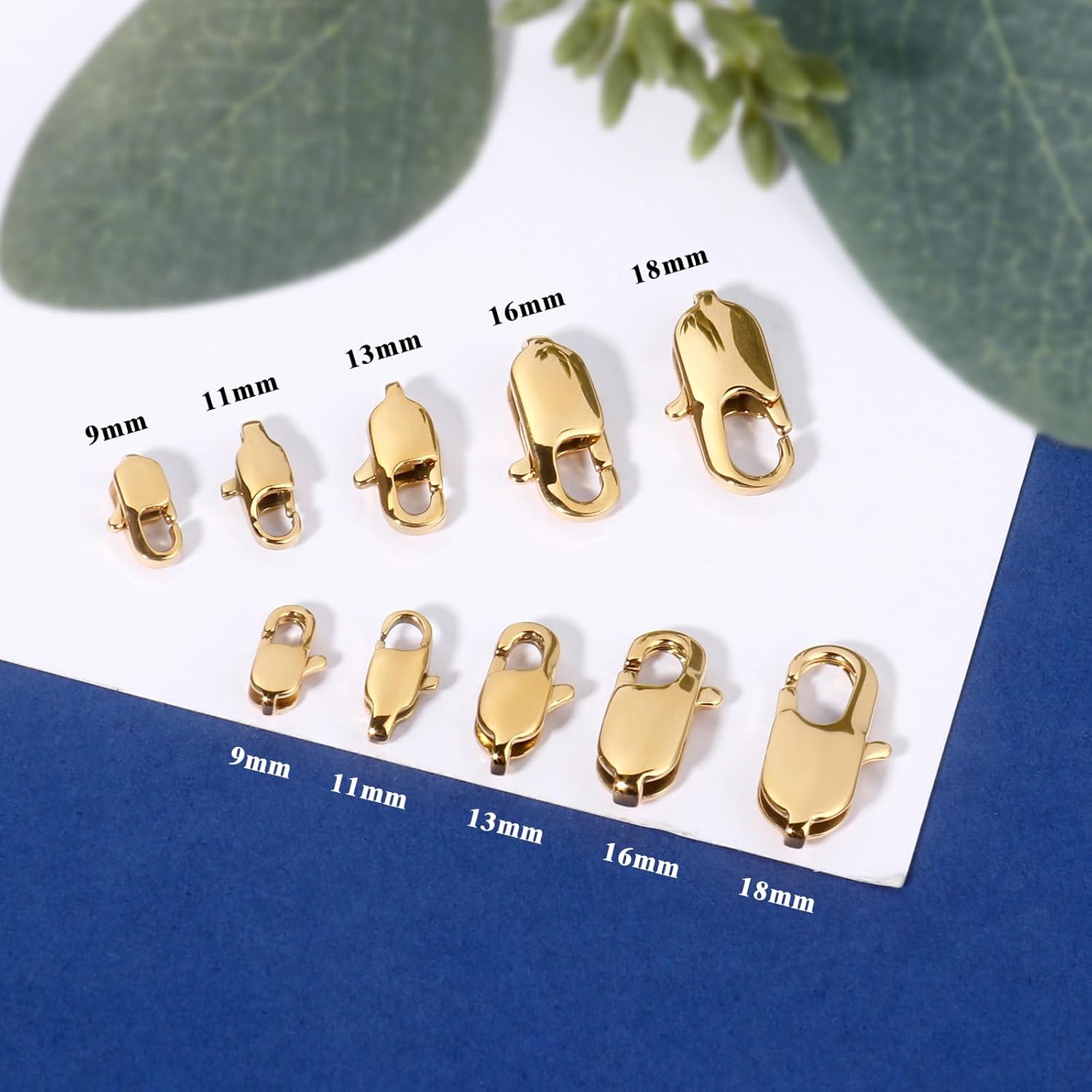 9MM 18K Gold PVD Plated Lobster Clasps Bulk for Jewelry Making, 20PCS 316 Stainless Steel Lobster Claw Clasps Bulk for DIY Craft Necklace Bracelet Jewelry Making - Image 3