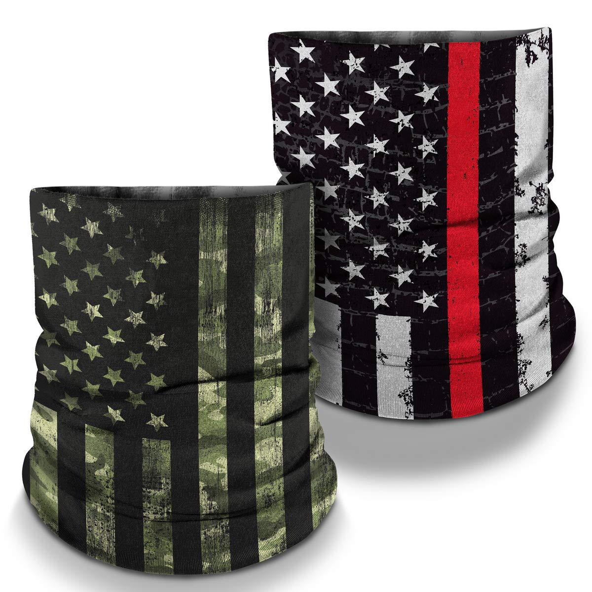 Neck Gaiter Face Mask Scarf - USA Made, Sun & Dust Protection For Sports, Red Crossbones Print - View #8