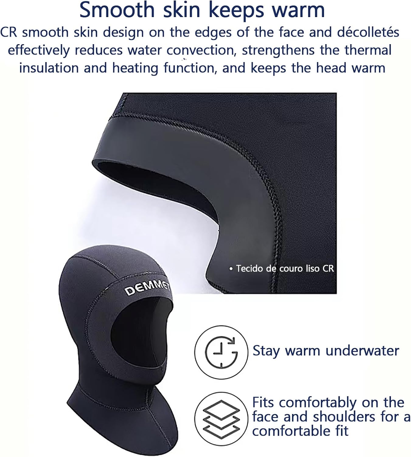 Scuba Diving Hood 1.5MM Neoprene Wetsuit Hood Cap for Men Women, Thermal Surfing Snorkeling Hood with Shoulder Cover for Kayaking Swimming Sailing Canoeing Water Sports - Image 6