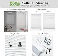 Vista 3 de DEZ FURNISHINGS Cordless 1.5" Blackout Cellular Shade, 38.5"W x 64"H, White