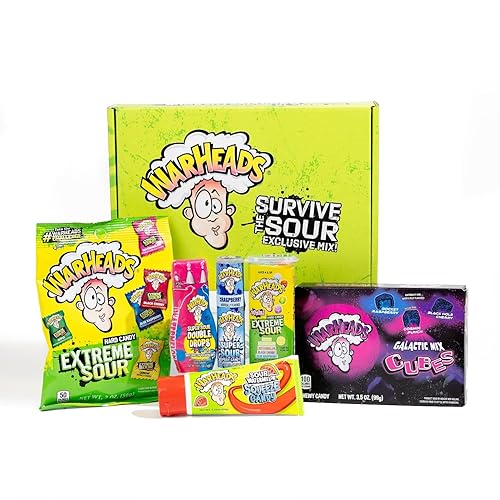 WARHEADS Survive The Sour Specialty Box - Sour Candy Challenge Variety Pack - 6 Candies of Different Levels of Sour for All Sour Seekers