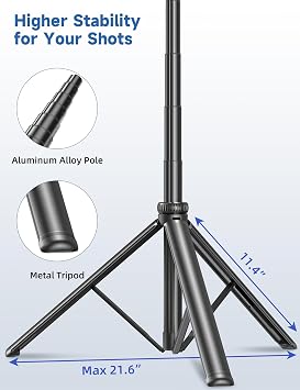 75 Phone Tripod, Selfie Stick with Remote and Phone Holder, Extendable Tripod for iPhone, Aluminum Cellphone TripodStand 360 Rotation Travel Tripods Compatible with iPhone Android, GoPro