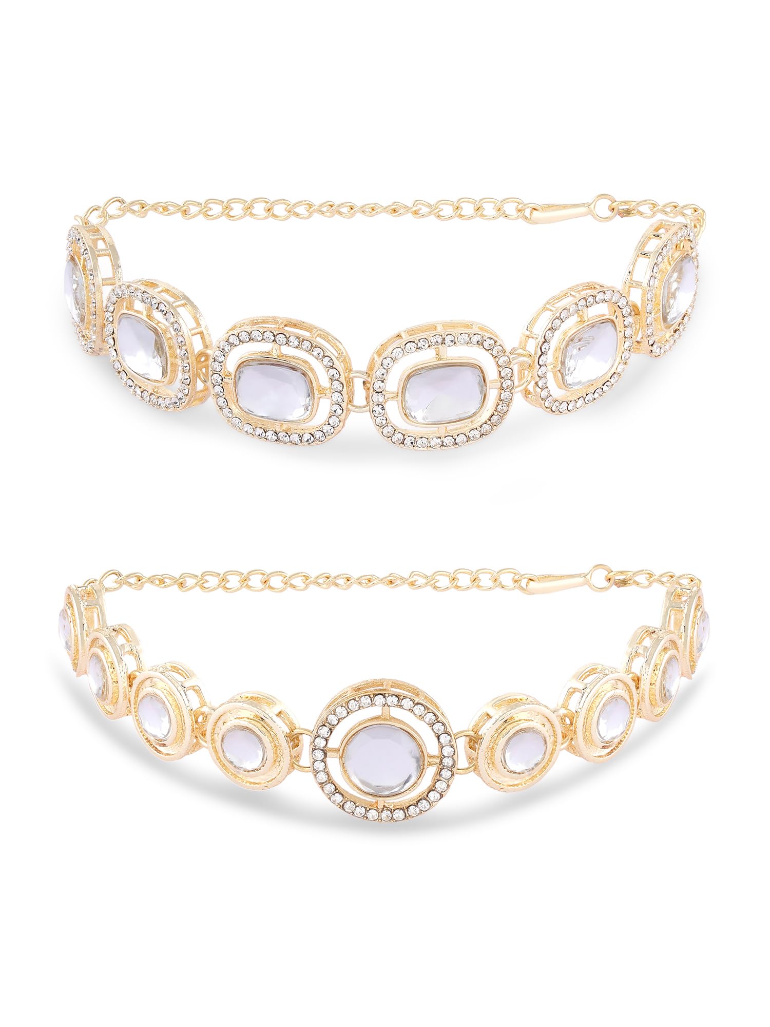ZAVERI PEARLS Set of 2 Gold Tone Dazzling Austrian Diamonds & Stones Embellished Bracelets For Women-ZPFK17669 (B0CZZXLG17) Amazon Price History, Amazon Price Tracker