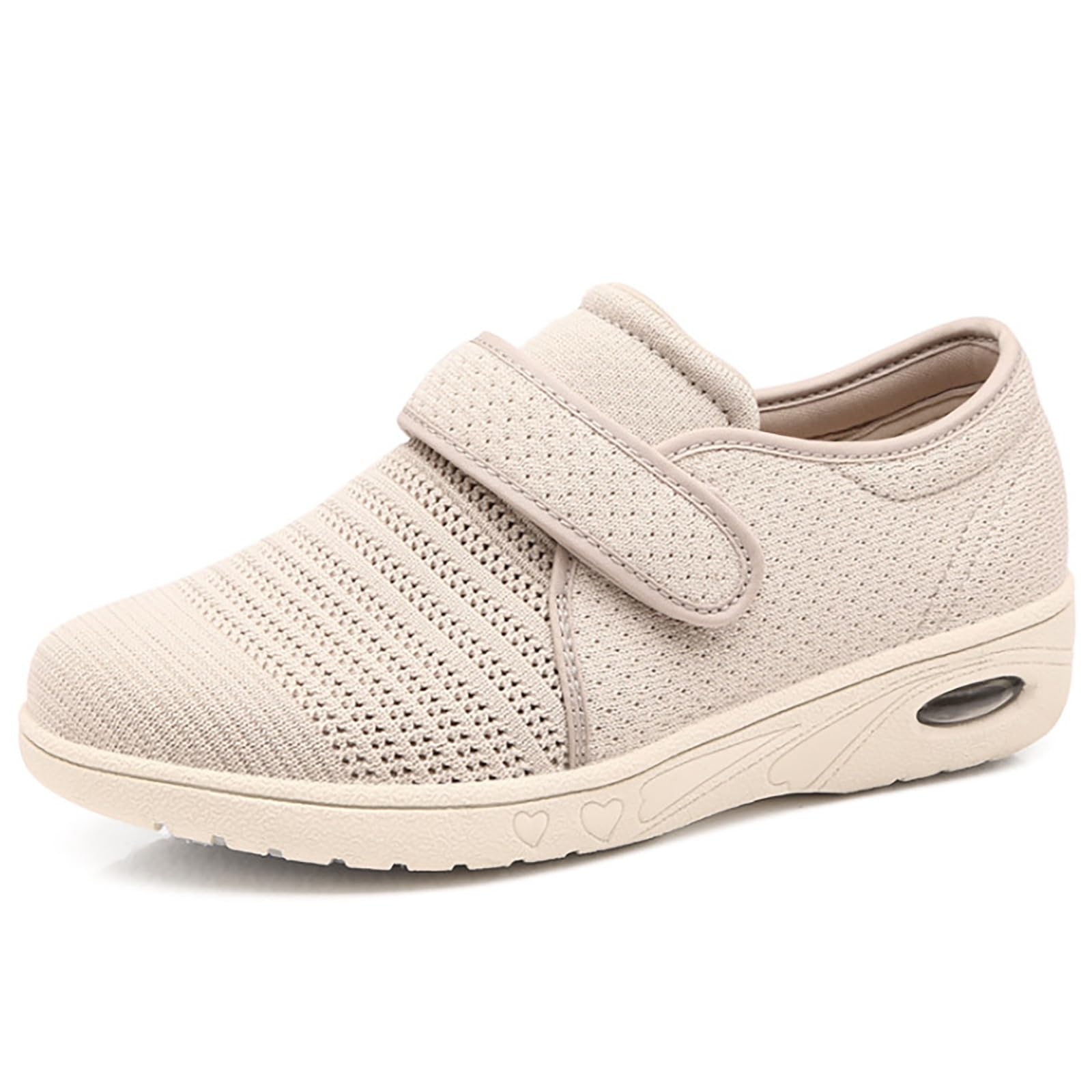 Zapatillas de Mujer Extra Anchas de Malla Transpirable para Caminar - Zapatillas Ligeras Antideslizantes con Correa Ajustable para pies hinchados y Personas Mayores