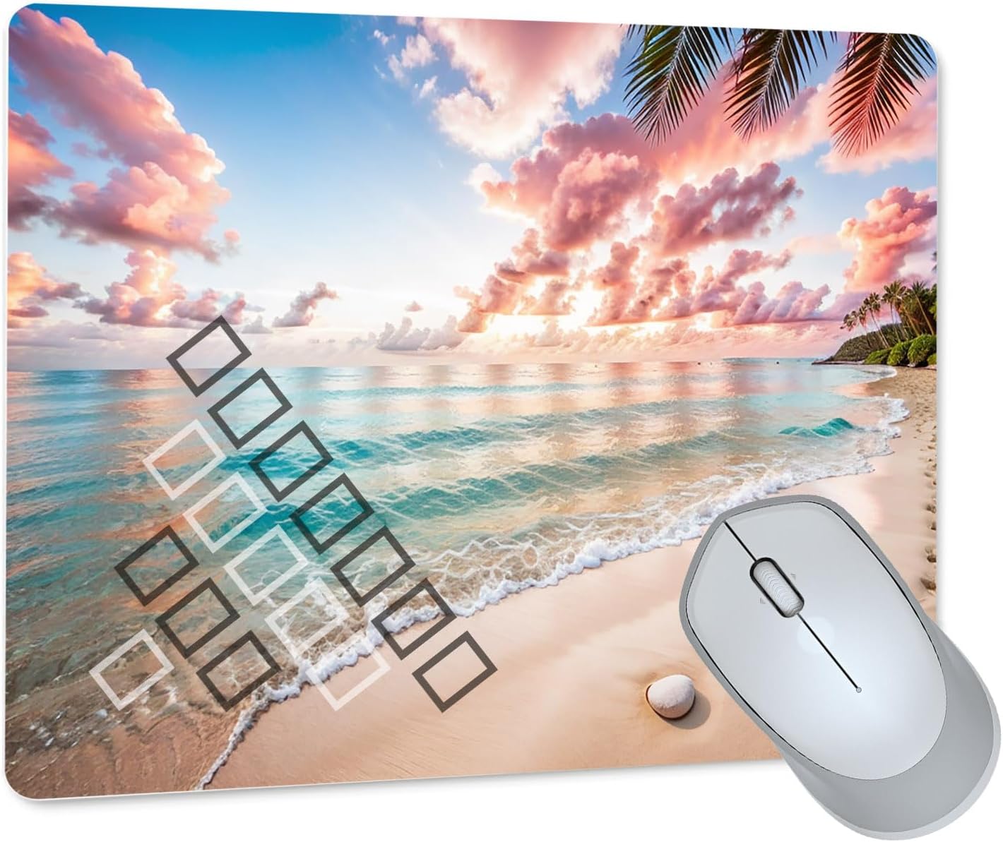Mouse Pad Beach and Coconut Trees Design Computer Desk Stationery Accessories Washable Non-Slip Rubber Gaming Mouse Pads for Wireless Mouse,Beach Decor,Beach Office Decor, 8x10 in