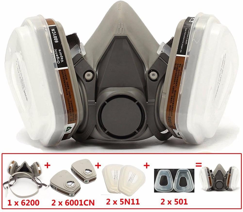 Maschera Antigas Professionale Con Filtri - Respiratore A Pieno Facciale Per Lavori Di Fabbricazione, Falegnameria E Ristrutturazione - Foto 9