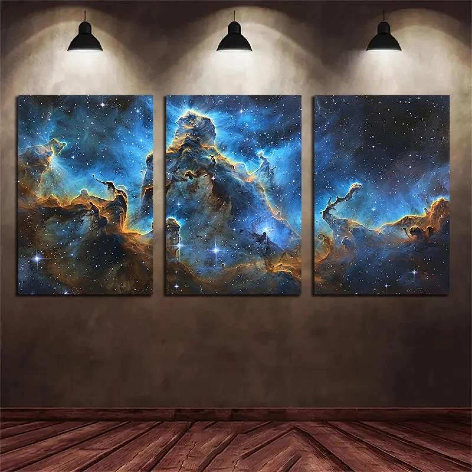 Yocheng 3pcs With -Cosmic Nebula Triptych Wall Art Theme Canvas Wall Art Painting 50x70cmx3 No Frame