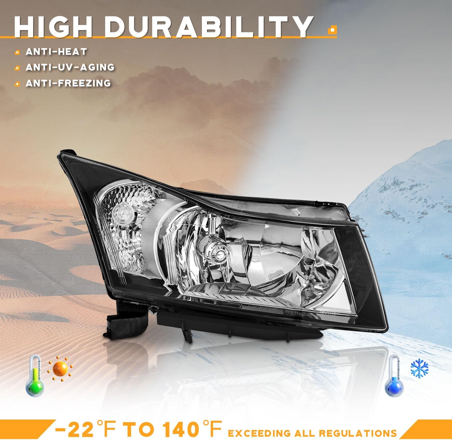 WEELMOTO Automotive Headlight Assemblies for 2011-2015 Chevy Cruze Diesel/2015 Cruze L Headlights Assembly Headlamp Replacement for 11-15 Cruze/16 Right Passenger Side