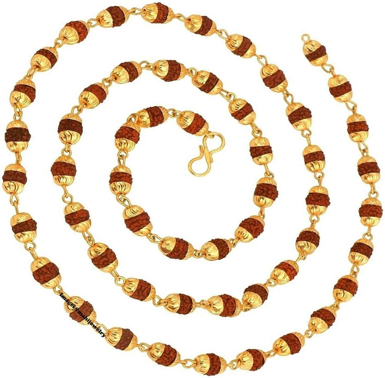 Mahi Rudraksh Mala Long Chain for Men (PACN1100216PR), 28 Inches, Metal, Rudraksha
