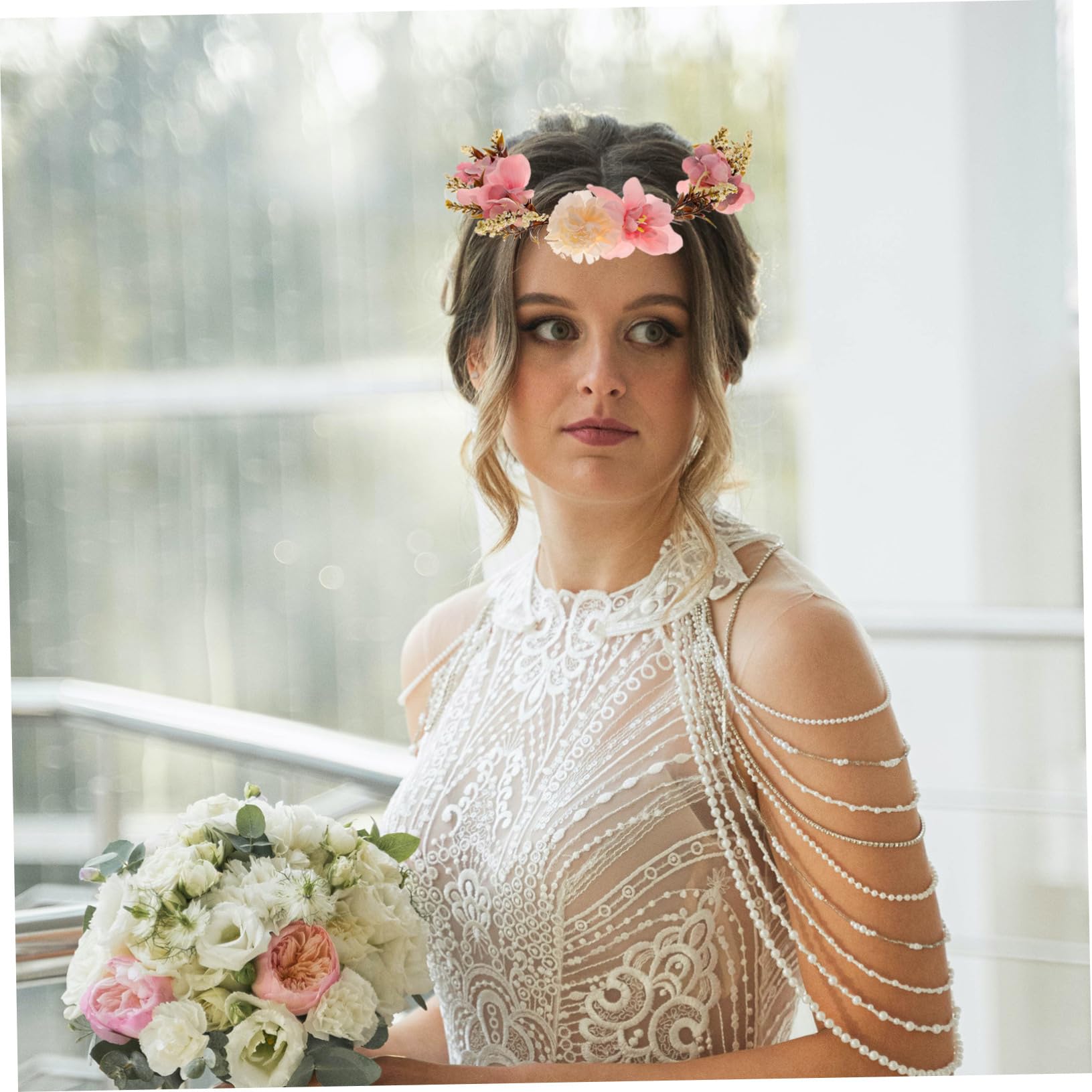 PACKOVE Couronne de Cheveux Accessoire Photo Pourpre en Tissu Confortable Élégant et Léger Bandeau à Fleurs pour Mariage et Vacances la Plage