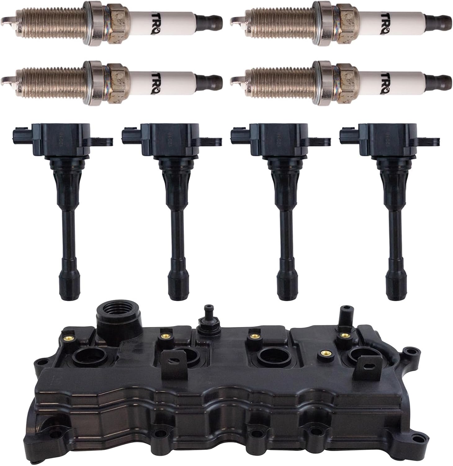 Ignition Coil and Spark Plug Kit 4 Piece Iridium Spark Plugs Compatible with 2007-2013 Nissan Altima 2008-2013 Rogue 2007-2012 Sentra