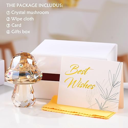 Miniatura 5 de Enjinkail Figura de cristal de hongo, bonita decoración de escritorio para el hogar con circonitas brillantes, regalos de hongos Kawaii para