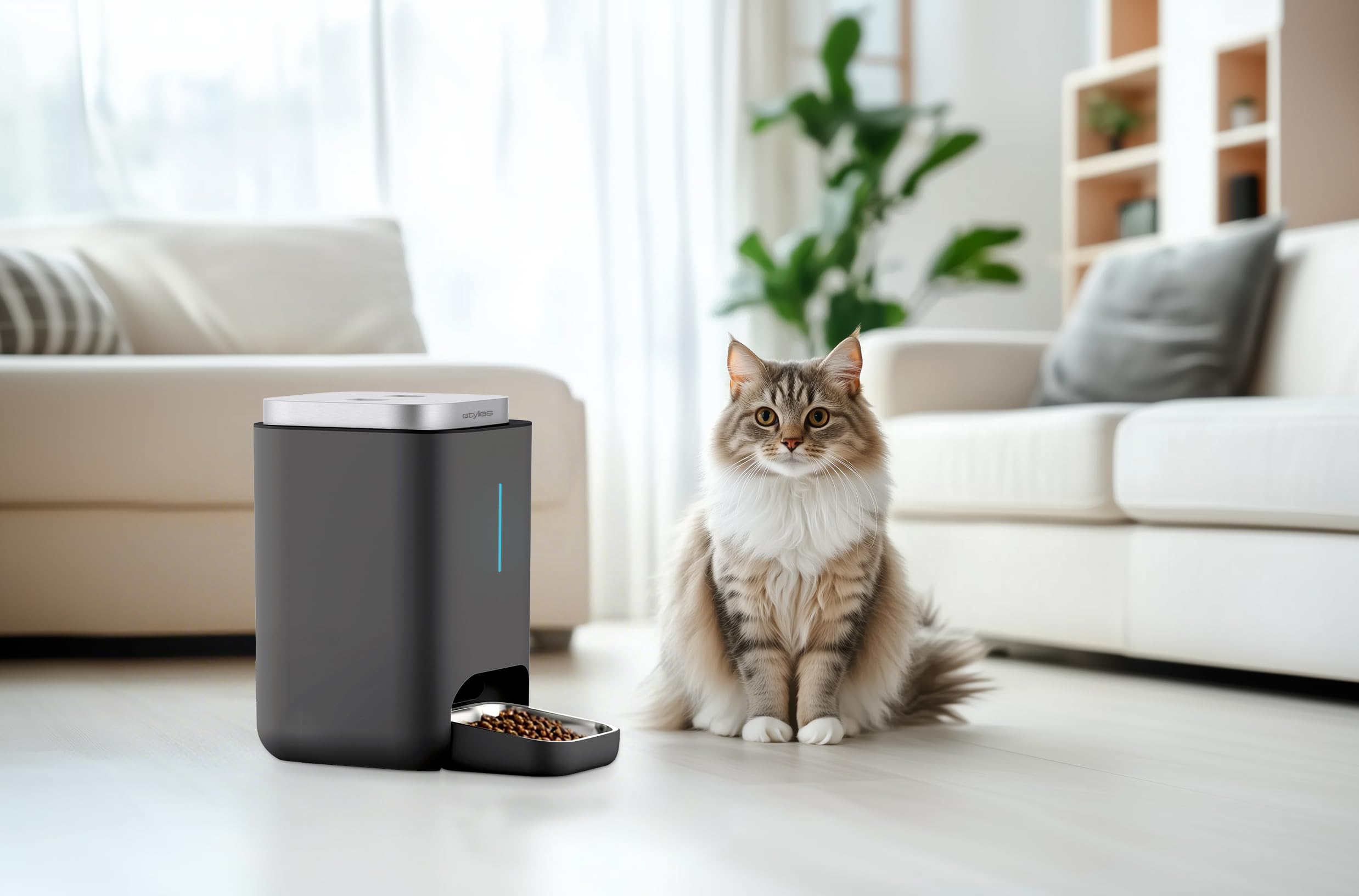 Cibus Comedero Automático para Gatos 4,5L con App WiFi y Cuenco de Acero | Hasta 10 comidas al día, porciones de pienso controladas desde la app y cuenco higiénico de acero inoxidable.
