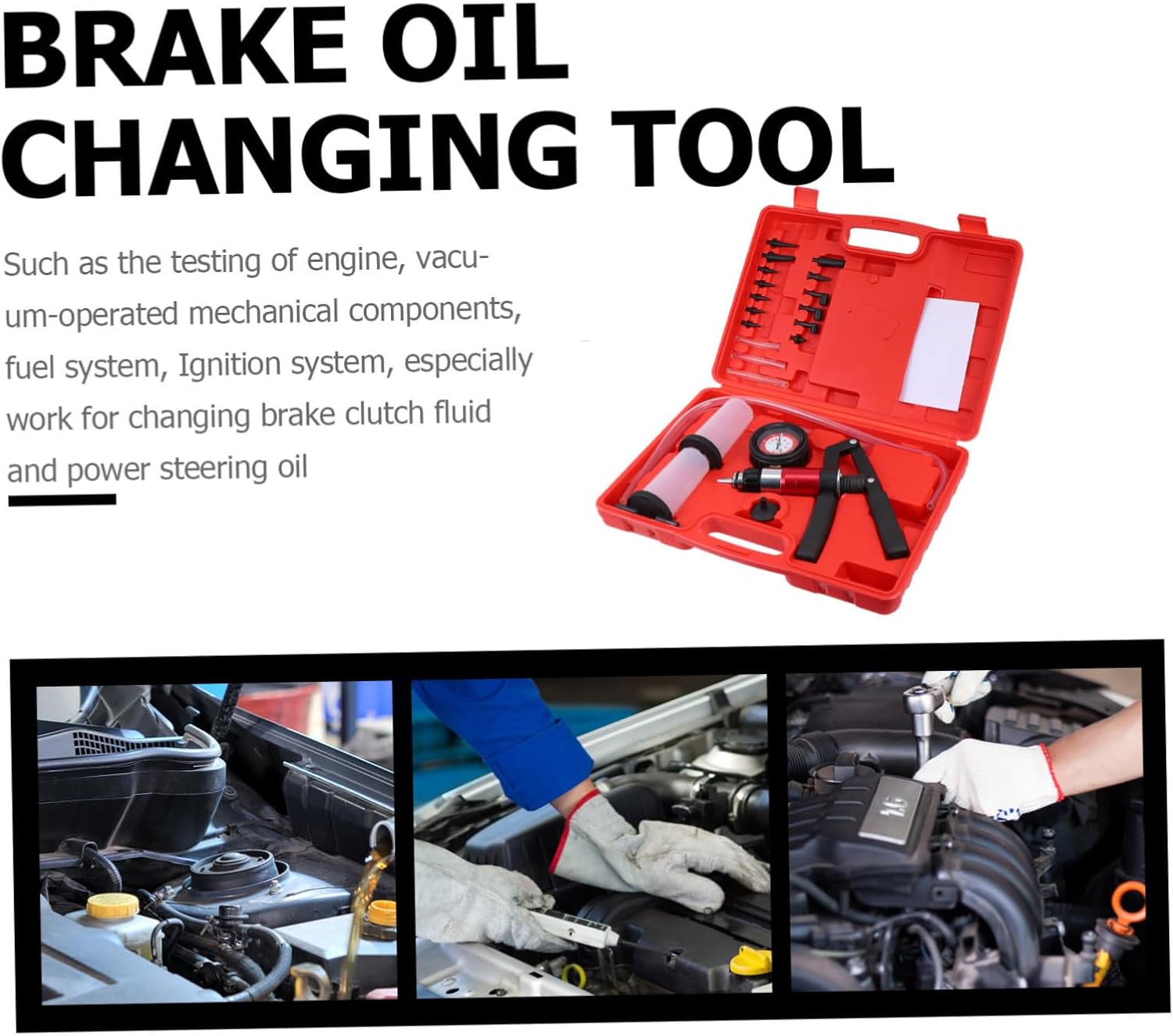 Gatuida Fluid Bleeding Kit with Vacuum Pump and Pressure Gauge for Brake and Clutch System Durable Oil Change Tool for Cars Trucks and Motorcycles