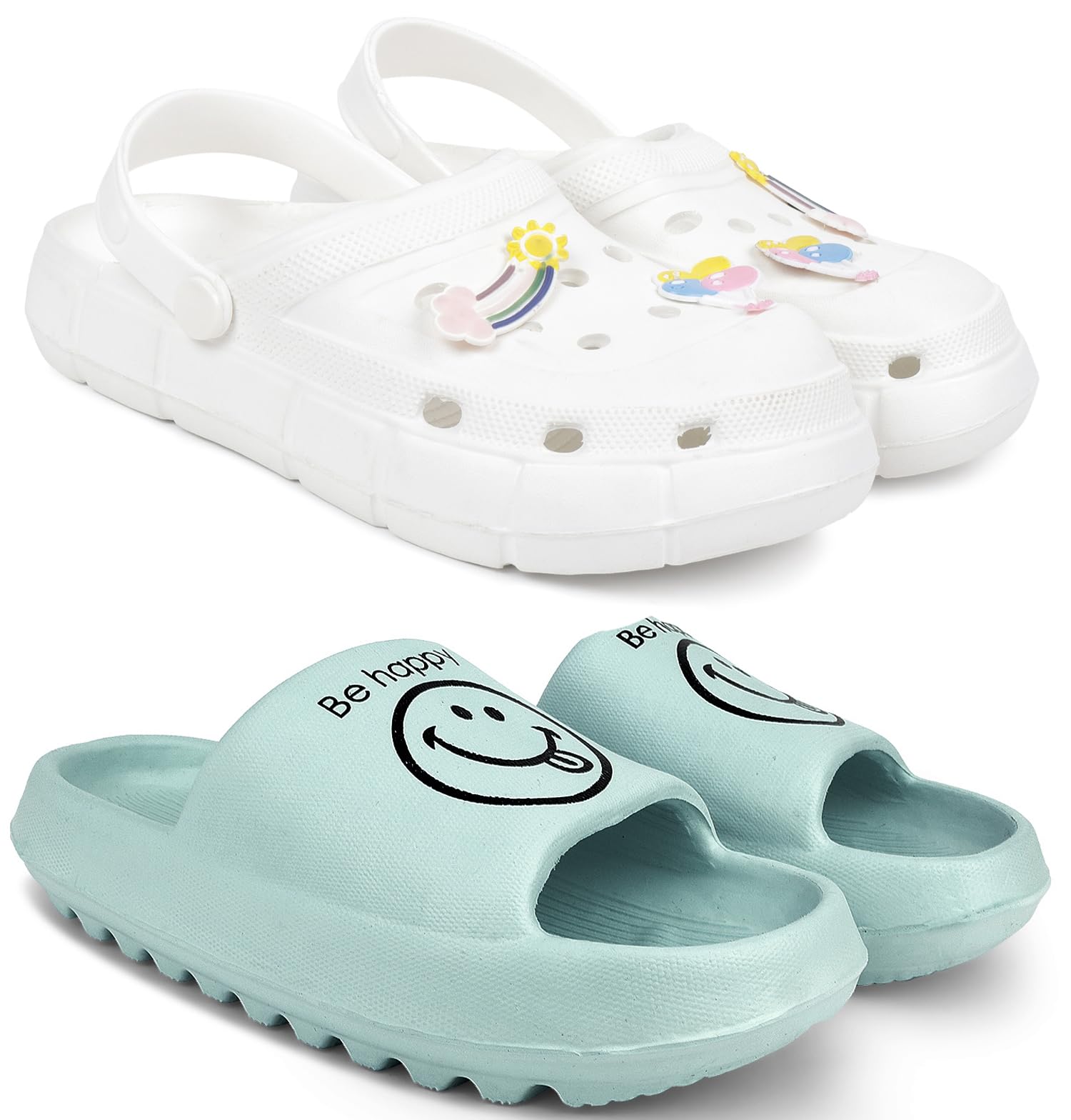 Combo Pack of 2 Slipper/Flip Flops/Slides/Clogs/Sandals with Adjustable Back Strap for Women (WCL-Ranbo,YW-Smil)-image-8