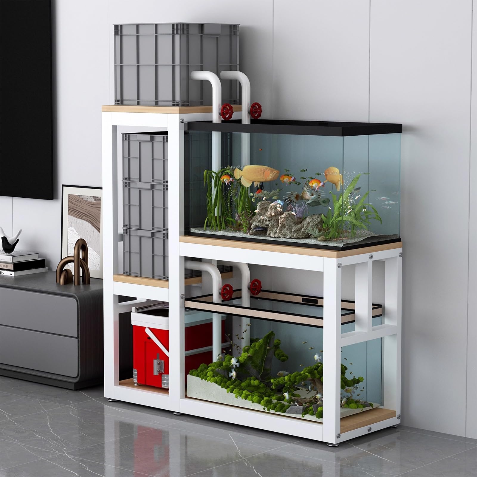 Multi-functional Aquarium Stand, Multi-tier Storage Fish Tank Stand, Easy to Assemble, Durable, Suitable for Hotels, Living Rooms, Balconies, and Offices(Style B,60x40cm/23.6x15.8in)