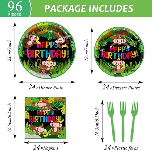 Miniatura 275 de 96 piezas de suministros de fiesta de cumpleaños florales de cumpleaños, platos de papel, servilletas, flores de oro rosa, decoraciones de fiesta