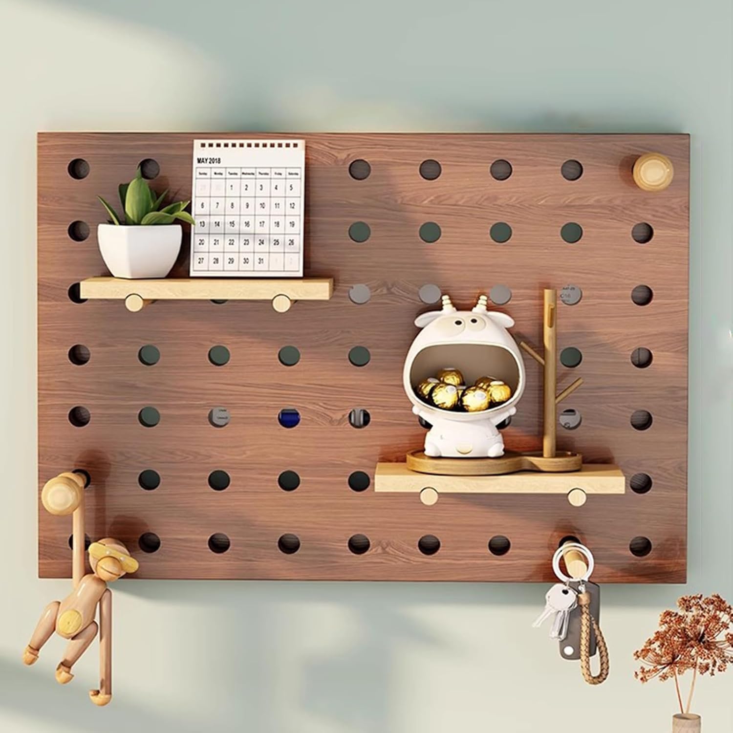 Decorative Breaker Box Cover - White/Natural/Brown Electrical Panel Lid with Adjustable Hooks, 40 x 60 cm (15 3/4" x 23 5/8") - Power Distribution Fuse Box Cabinet Protector