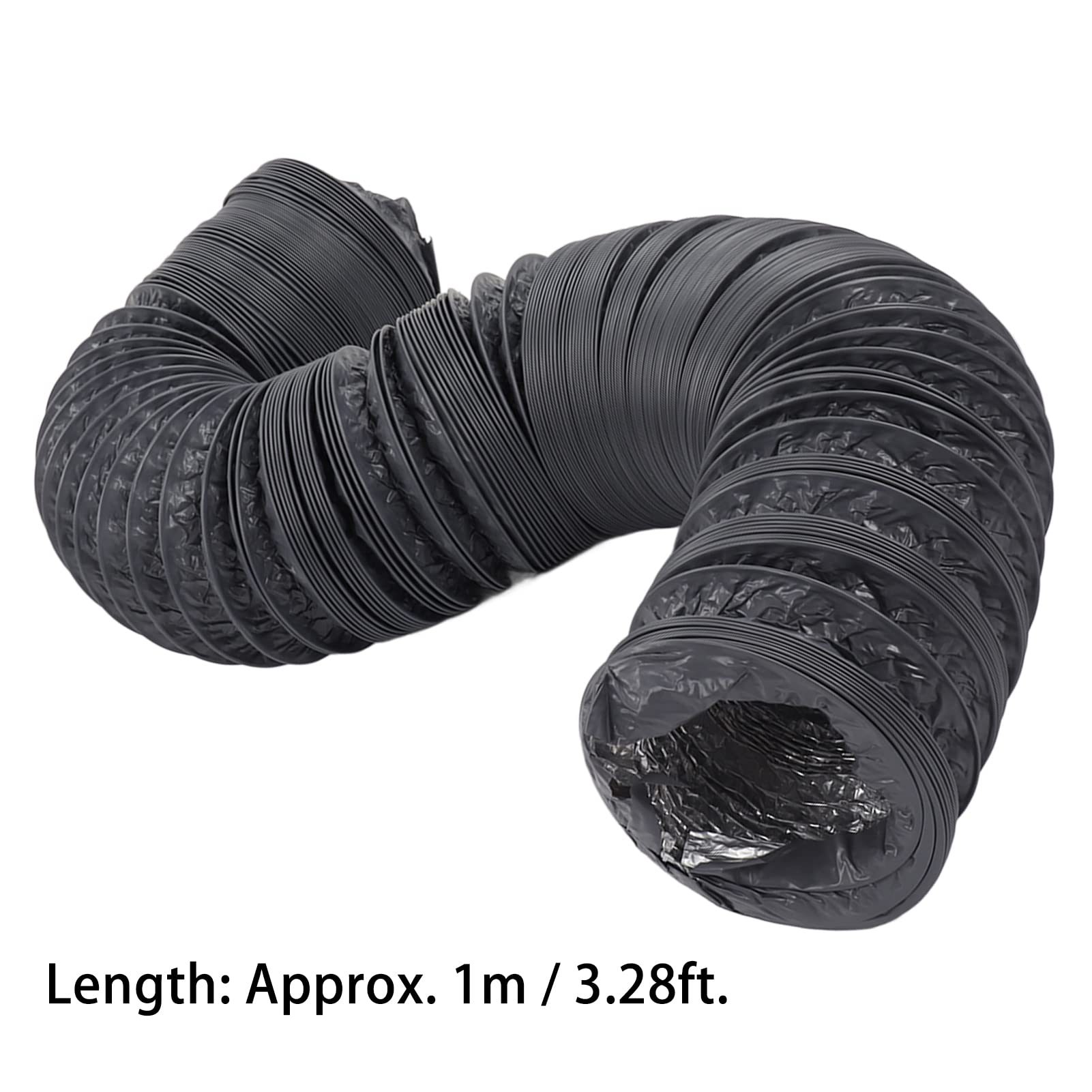 Condotto Flessibile in Alluminio da 1 m, Tubo Flessibile di sfiato dell'essiccatore con Condotto di Ventilazione a Morsetto per Prese d'Aria, Porte per Tubi(6inch)