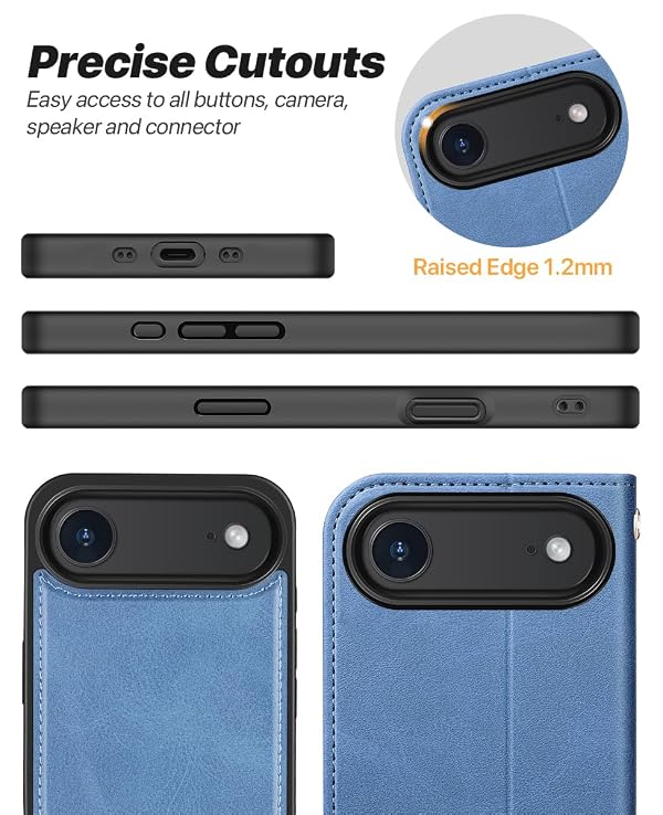OCASE for iPhone Air Detachable Wallet Case with Card Holder, 2 in 1 PU Leather Flip Folio with RFID Blocking Stand Wrist Strap Shockproof Phone Cover 6.5 Inch 2025, Light Blue by OCASE - Image 8